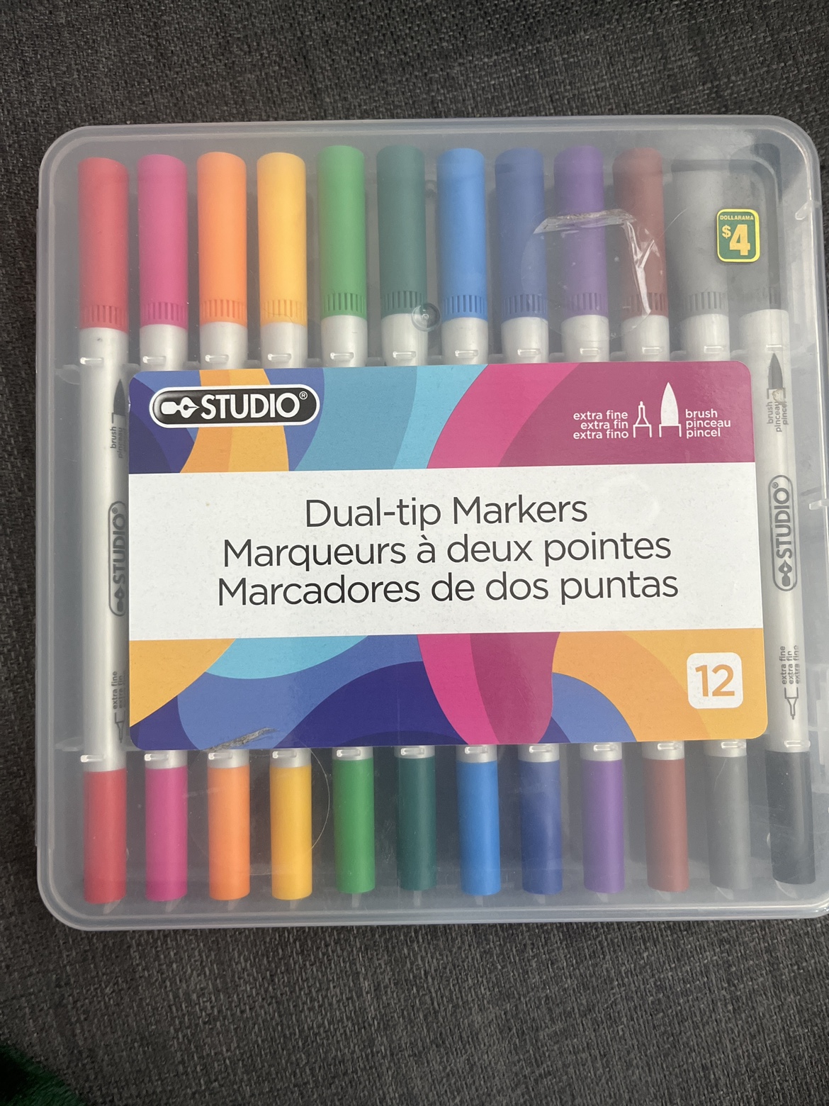 Dual tip brush markers