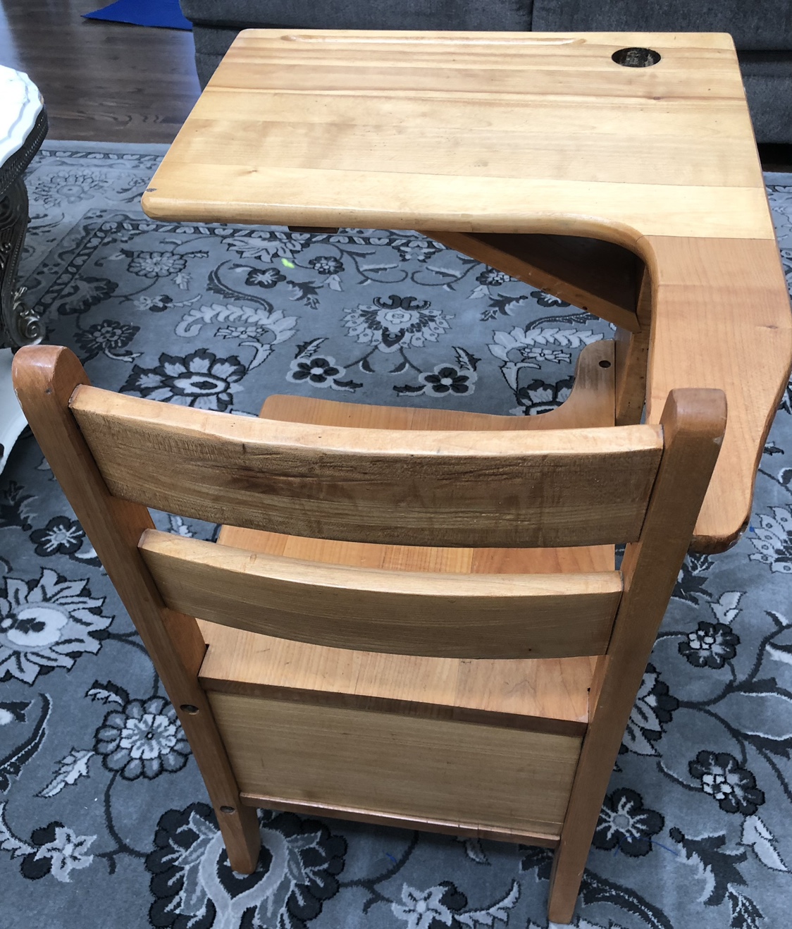 Vintage Wooden School Desk and Chair - photo 4