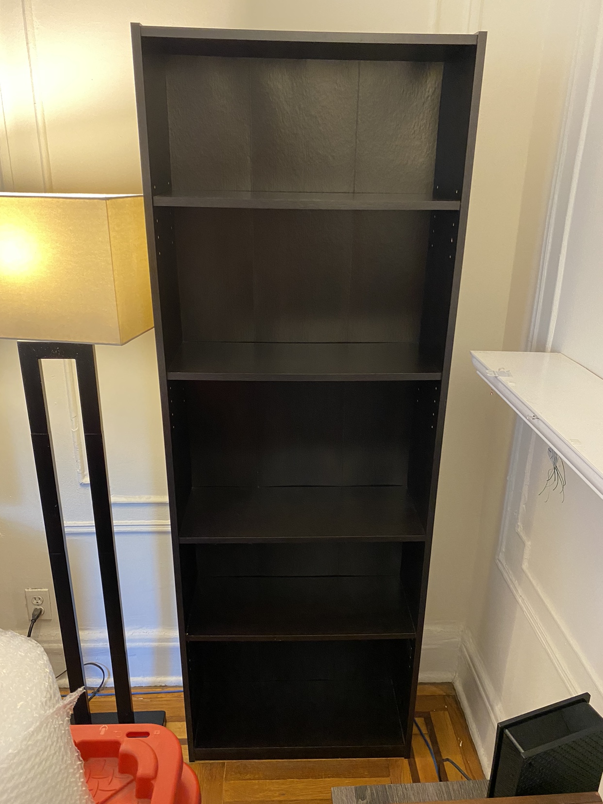 Two black bookcases