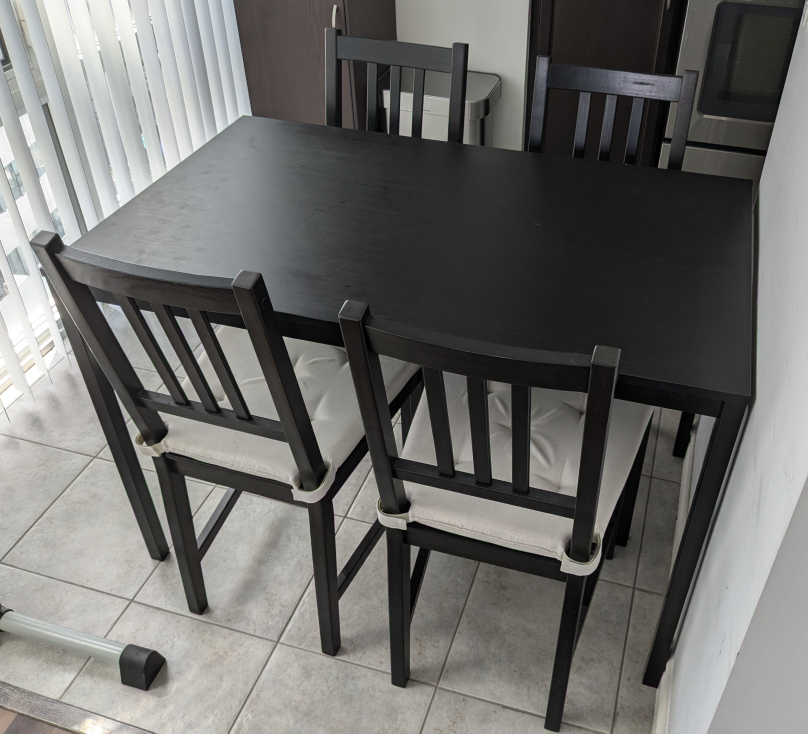 IKEA Black Dining Table with Four Chairs - photo 2