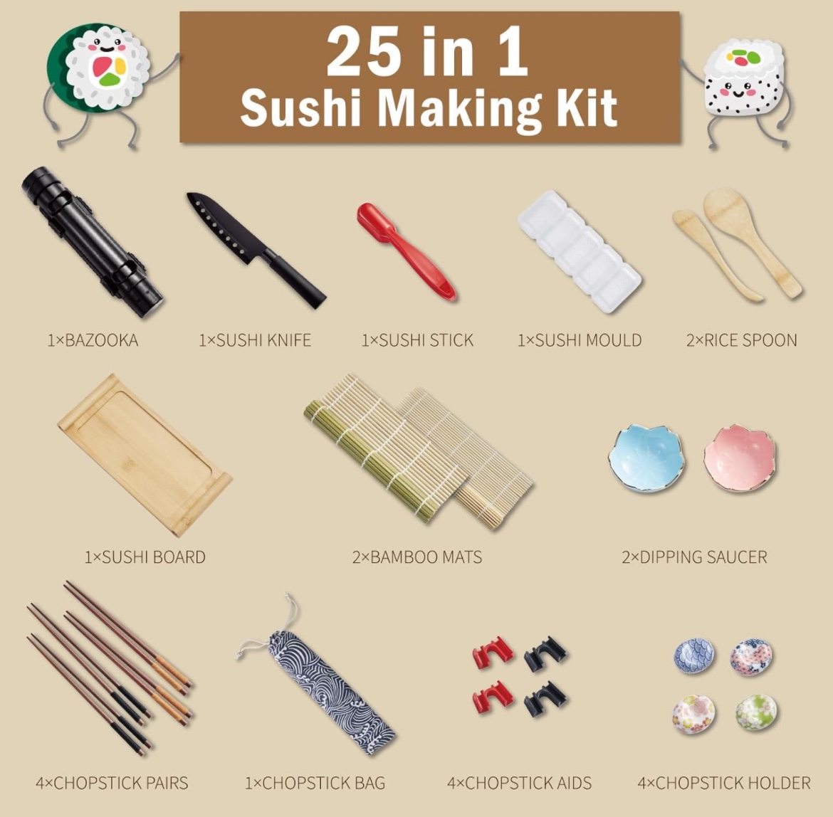 25 in 1 Sushi Making Kit image indicator(2)