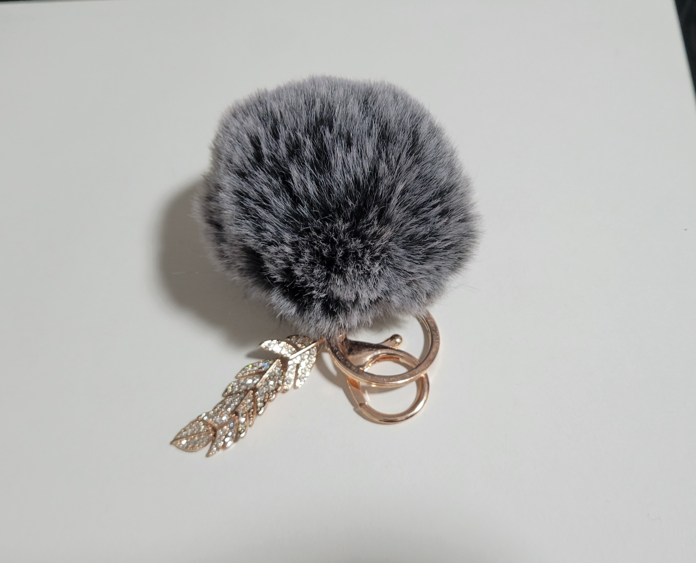 Grey Furry Pom Pom Keychain image indicator(3)