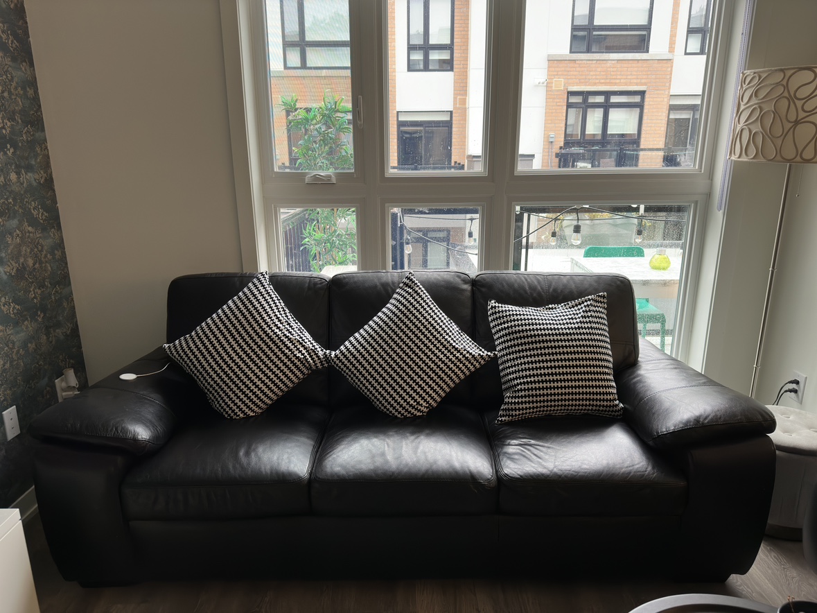 Black Genuine Leather Sofa - photo 5