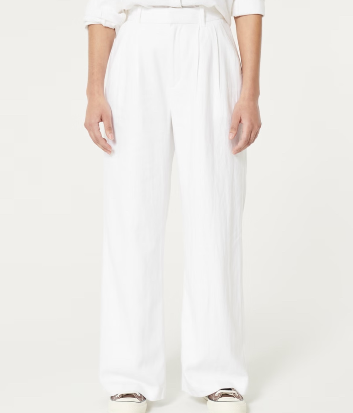 high rise linen blend wide leg pants