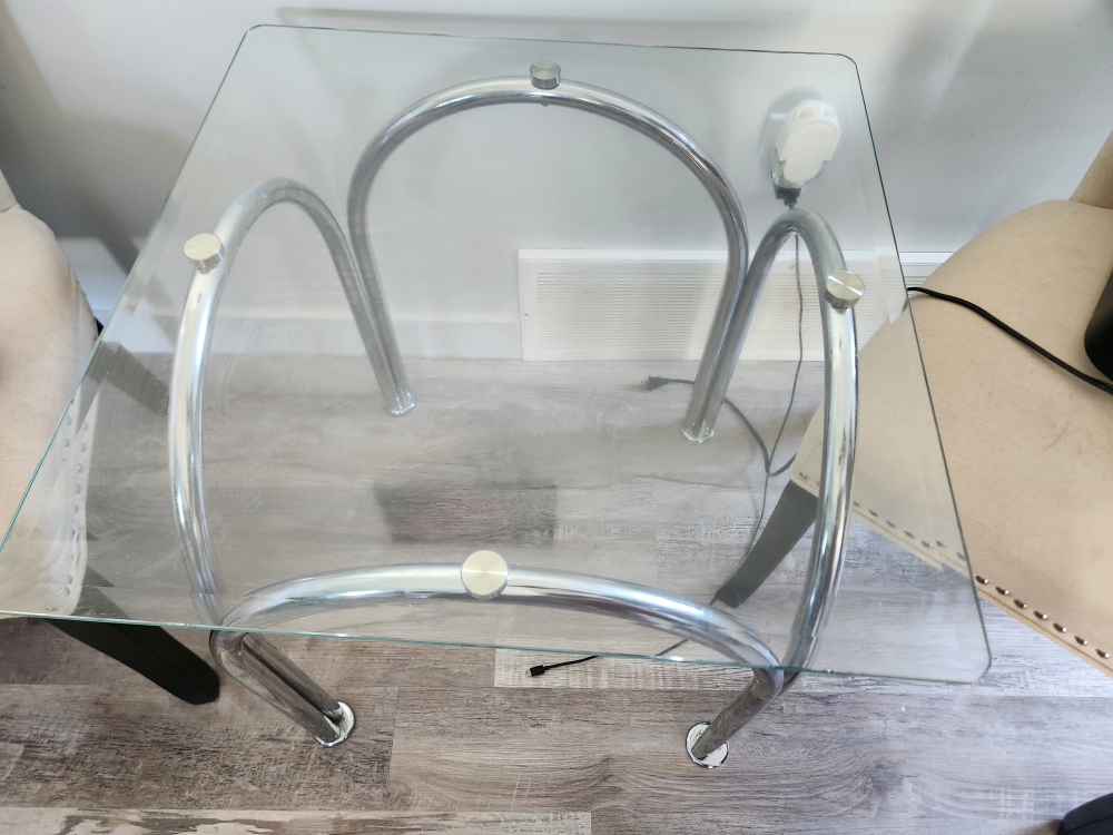 Glass and Chrome End Table