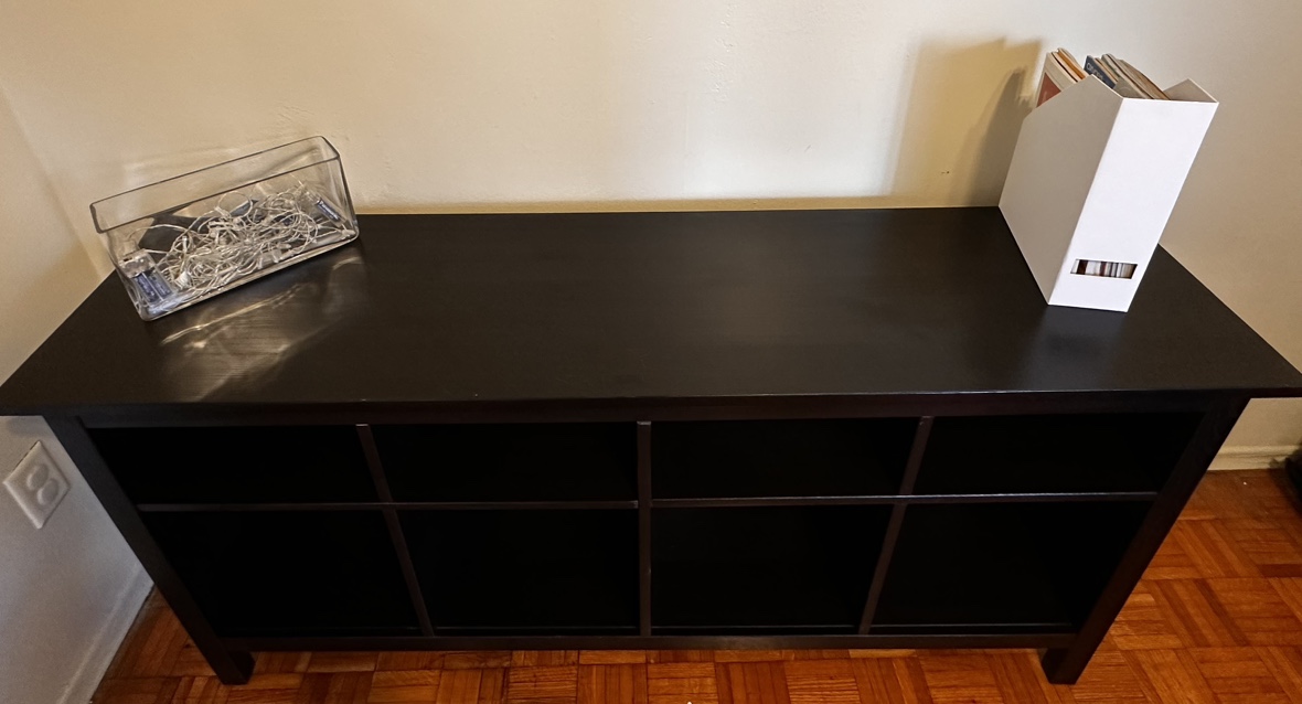Black/brown Console Table with Cubby Storage - photo 2