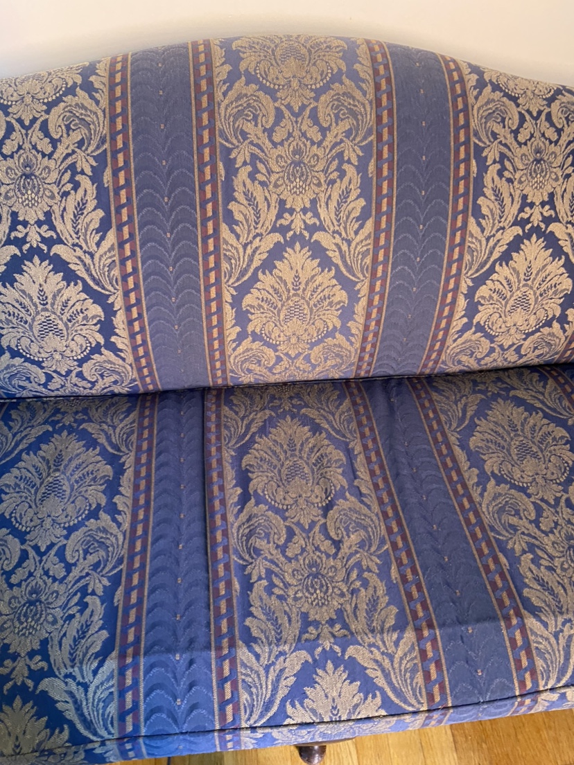 Blue and Gold Damask Sofa - photo 4