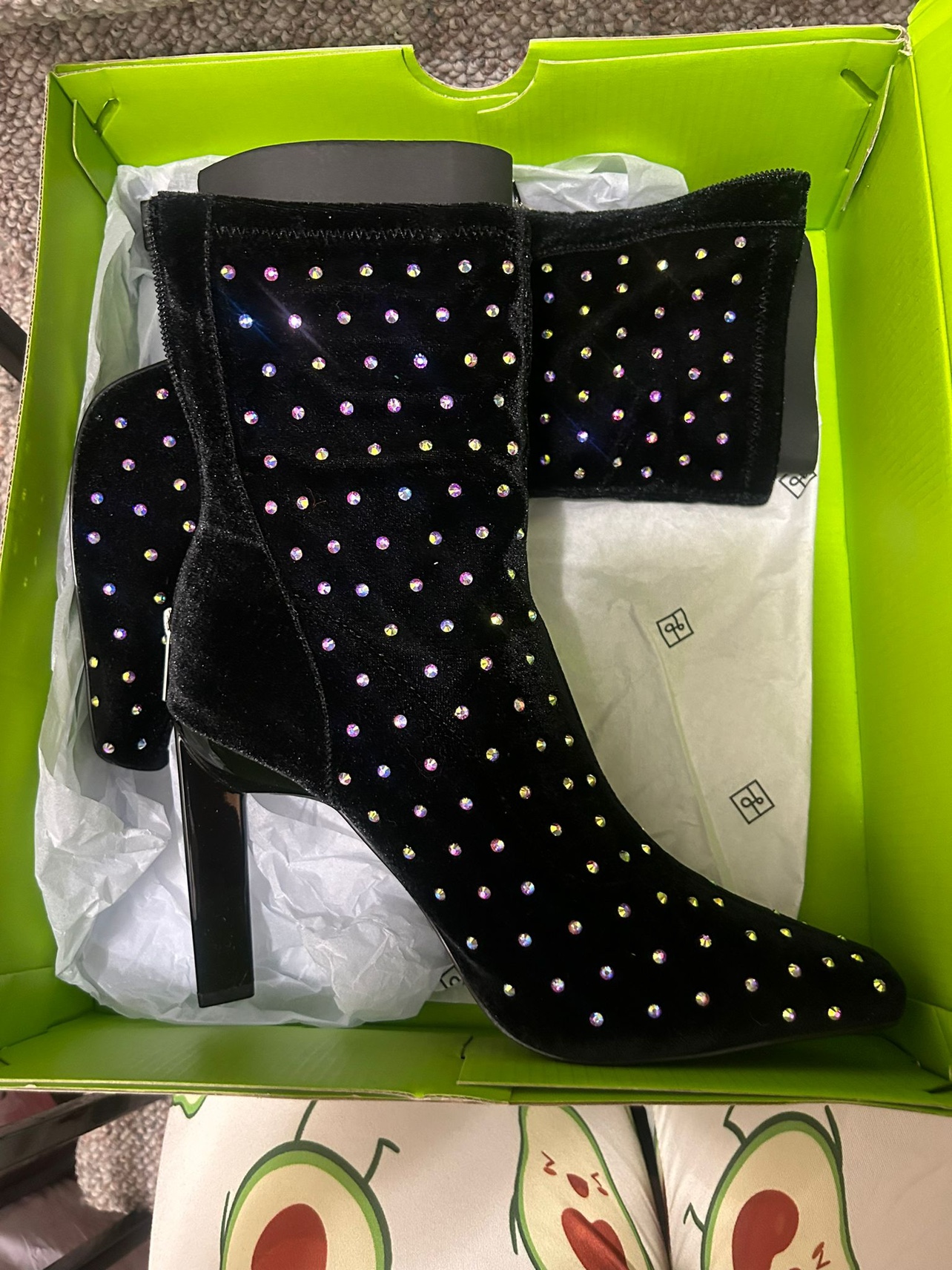 Black Velvet Booties with Rhinestones image indicator(2)