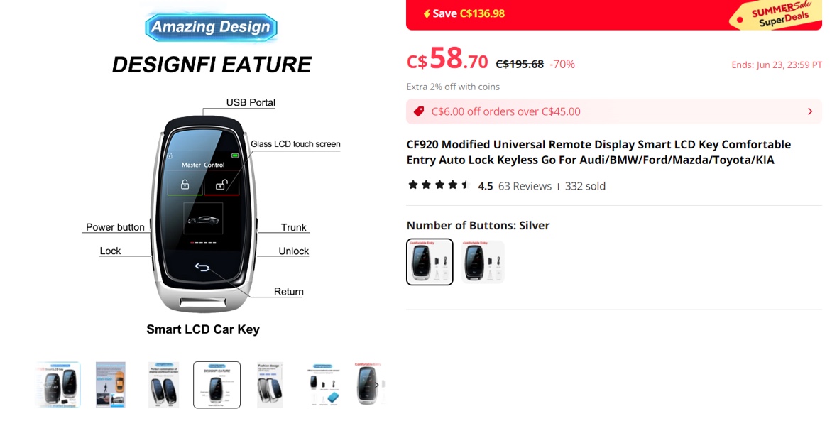 CF920 Modified Universal Remote Display Smart LCD Key - photo 2