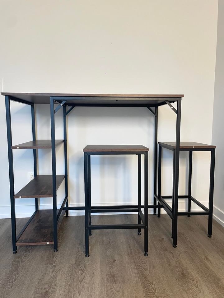 Industrial Dining Table Set for 2, Bar Table and Stools Set thumbnail