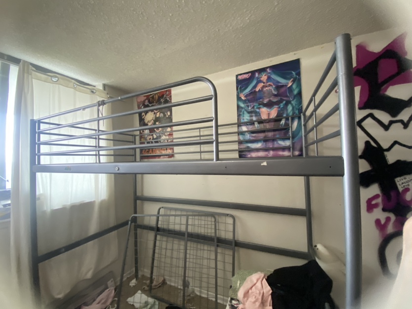 NEED GONE!! Metal Loft Bed Frame with desk