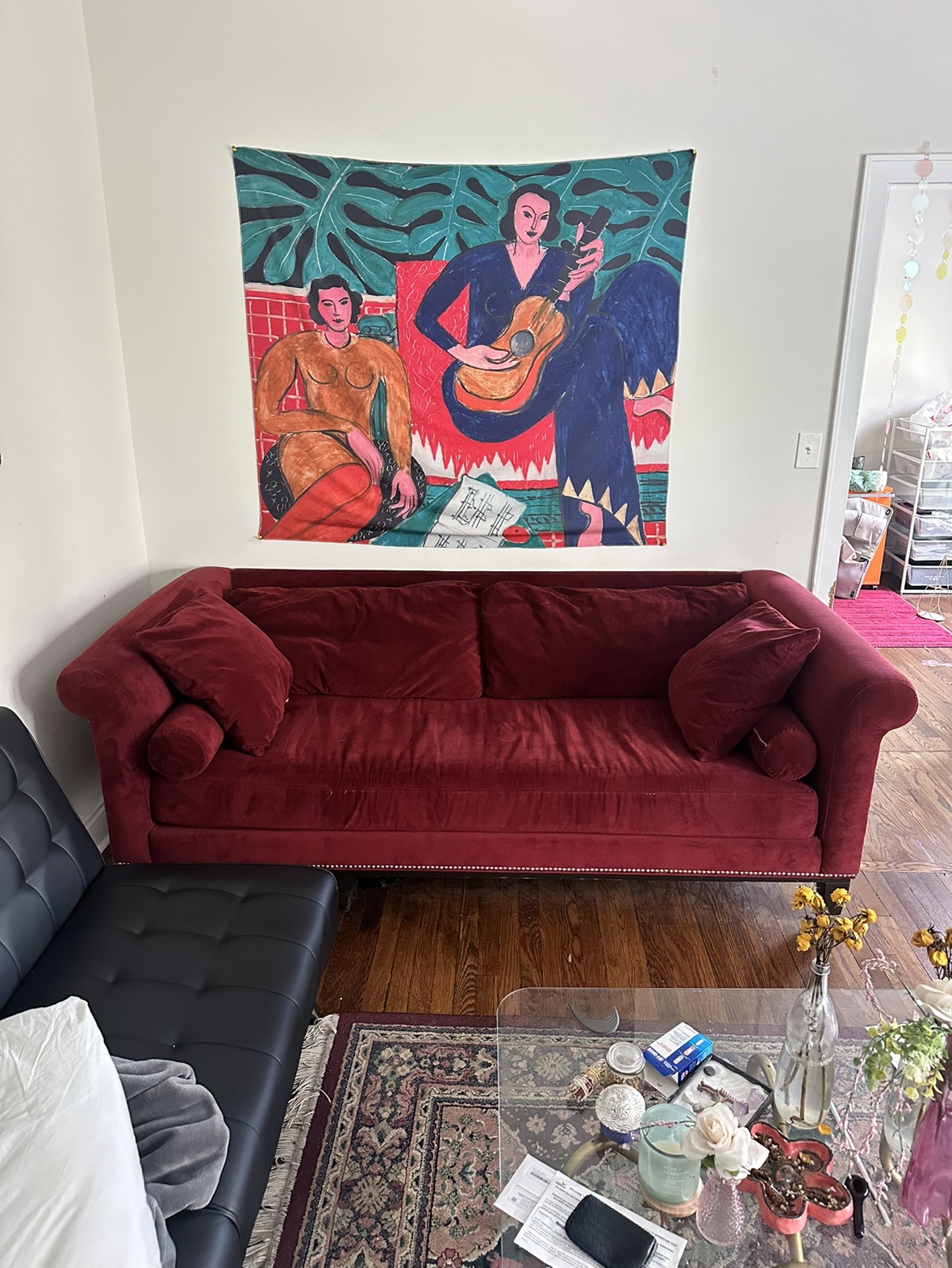 Red Velvet Couch - photo 2