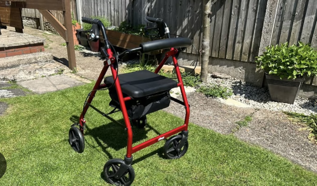 Red Rollator Walker with Seat