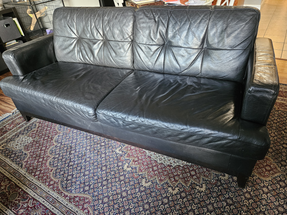 free Black leather couch - photo 2