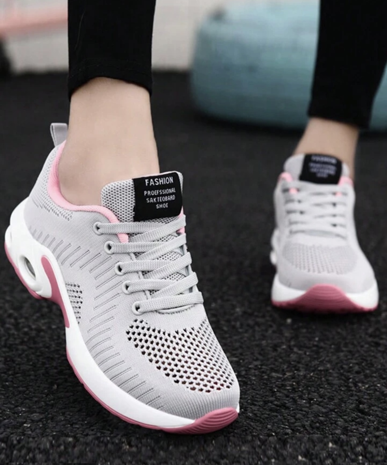 Grey and Pink Running Shoes thumbnail