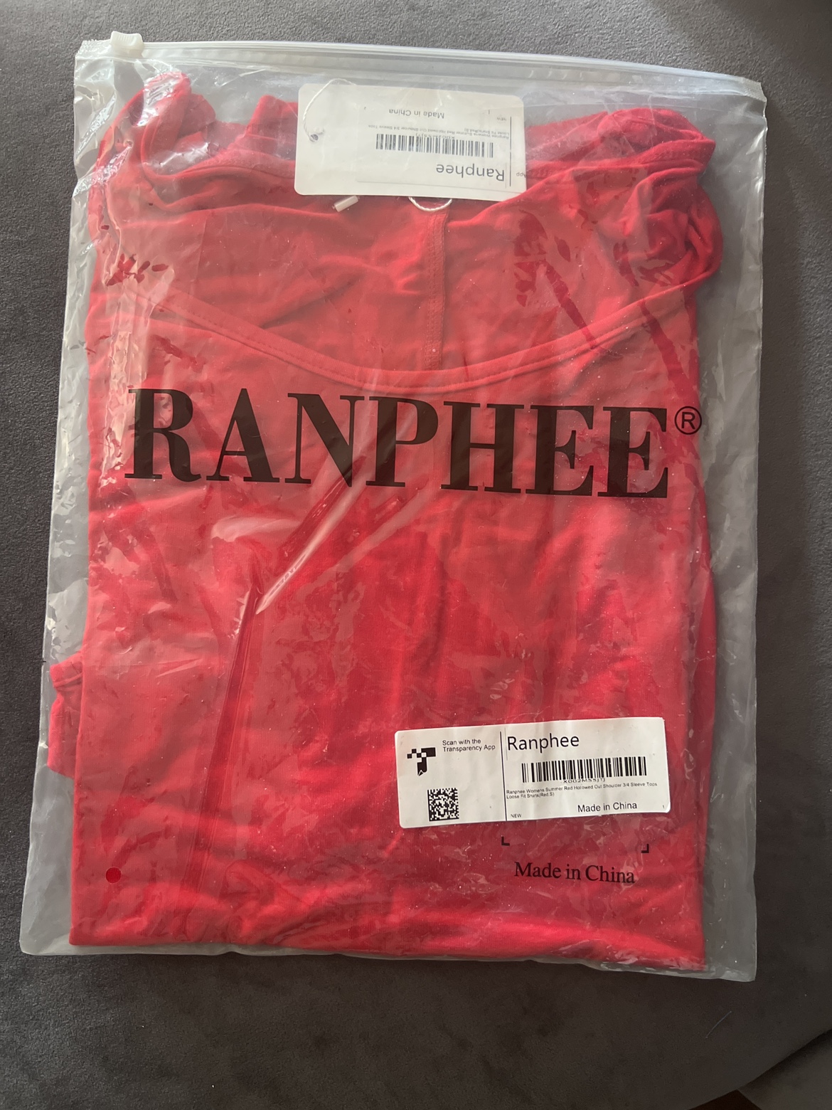 3/4 sleeve red cold shoulder top- NEW with Tags image indicator(5)