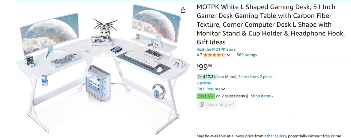 MOTPK L Shaped Desk (51in) - photo 4