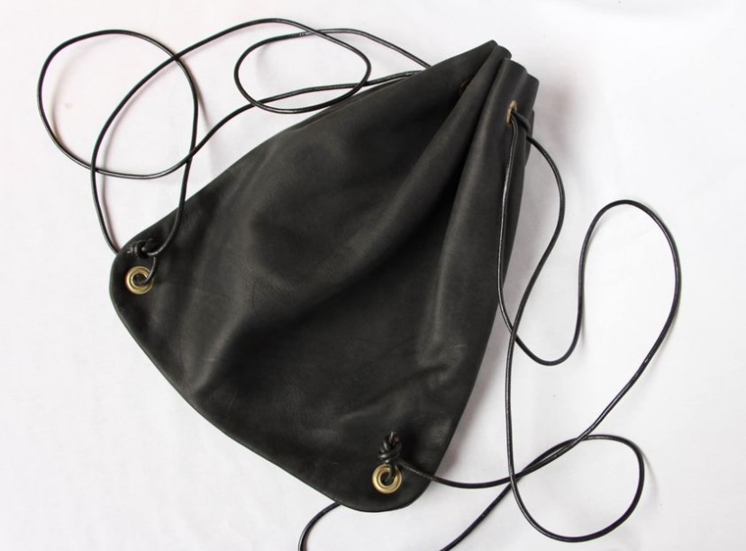 Black Leather Mini Drawstring Backpack - photo 3