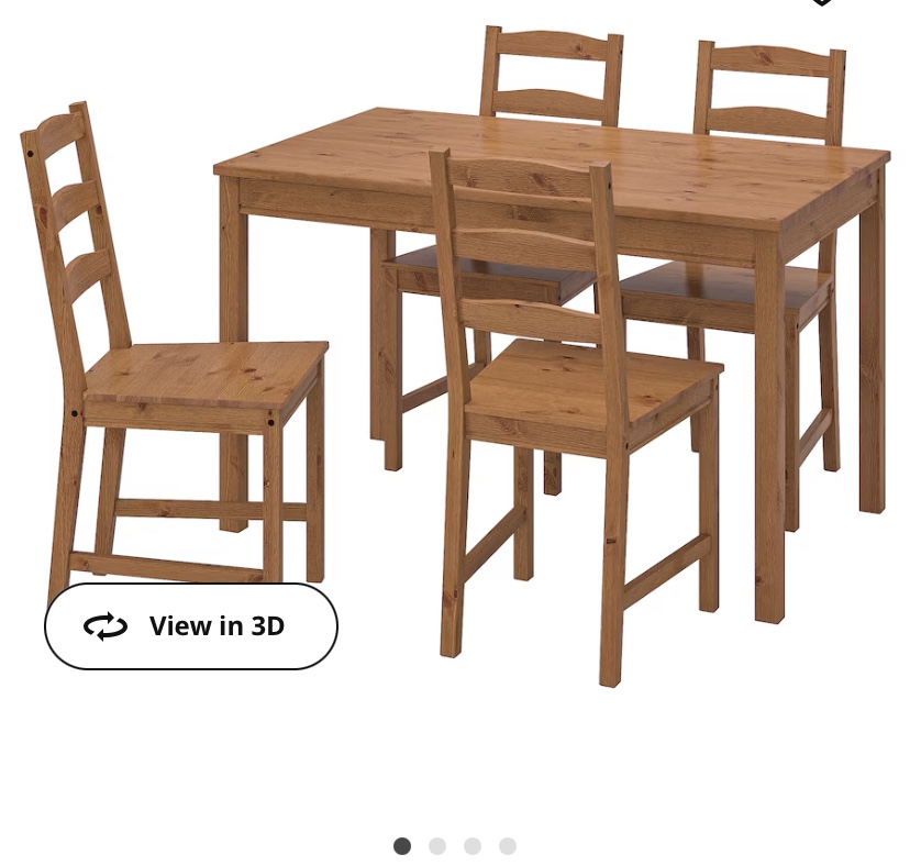 Dining Table With 4 chairs Ikea, antique stain - photo 3