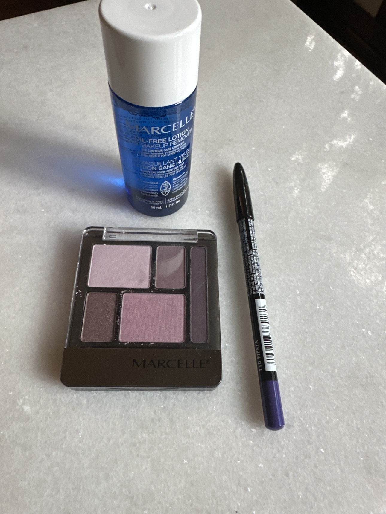 Brand new Marcelle purple eyeshadow palette, eyemakeup remover