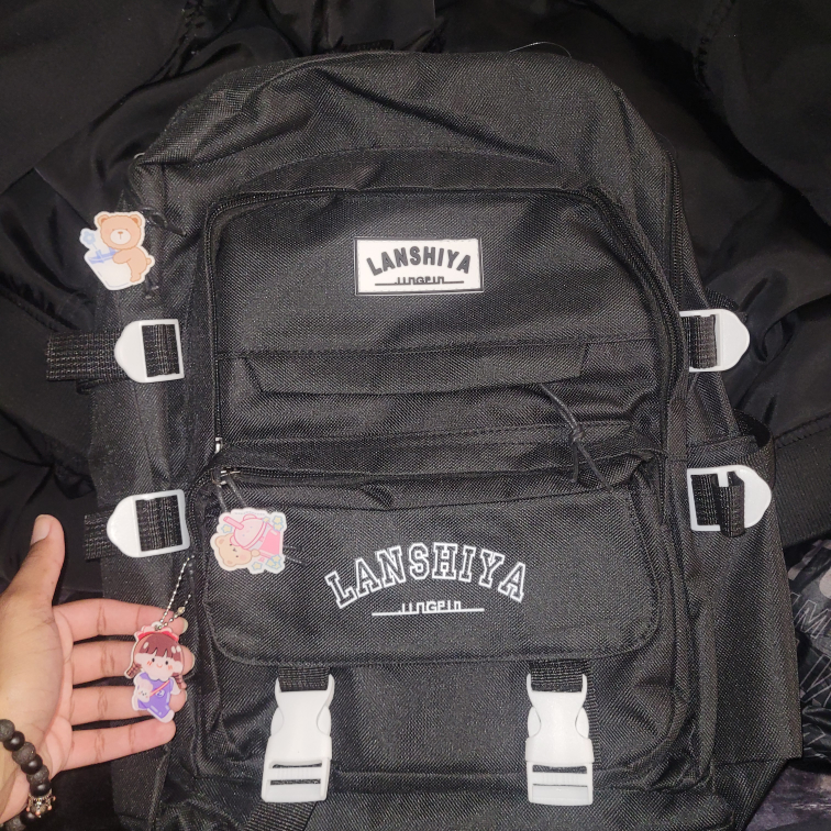 Black Backpack with White Accents
