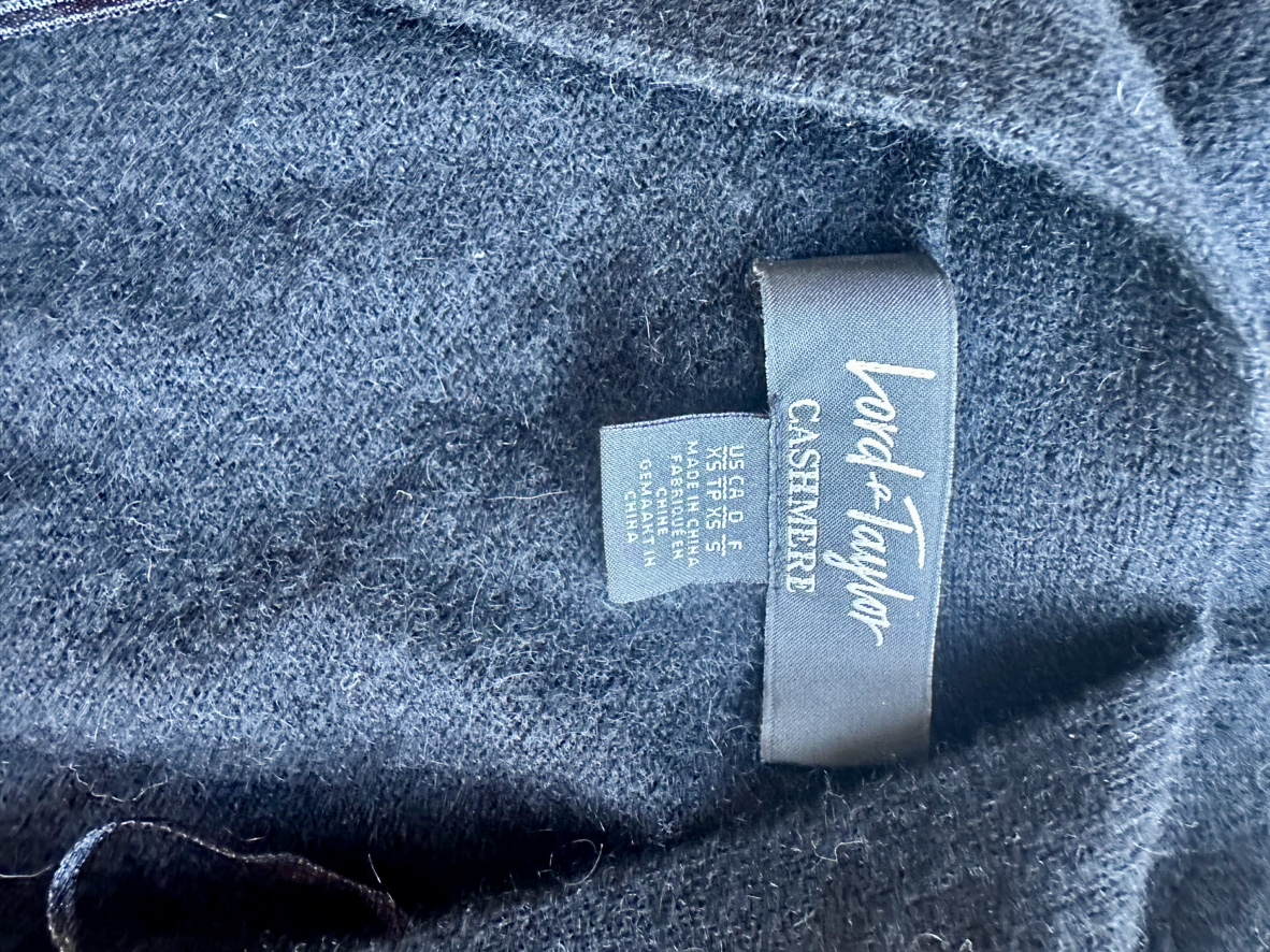 Lord and Taylor Black Cashmere Open Cardigan