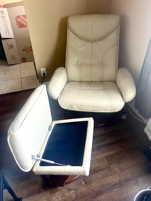 Leather Lazy Boy Recliner with footstool