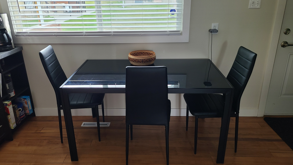Black Glass Dining Table with Four Chairs - photo 2