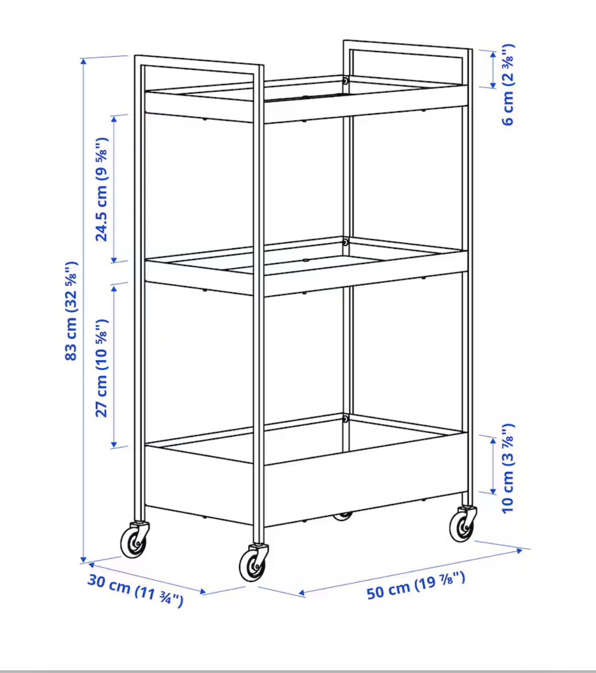 IKEA NISSAFORS Utility Cart Black image indicator(3)