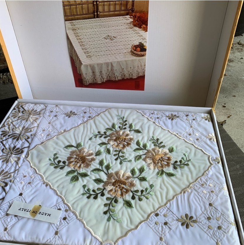 Vintage Embroidered Italian bedspread