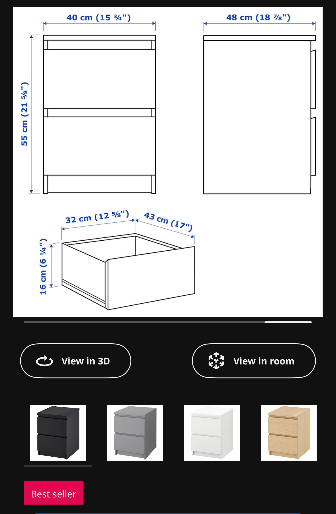 2 drawer chest Moving sale MALM IKEA image indicator(3)