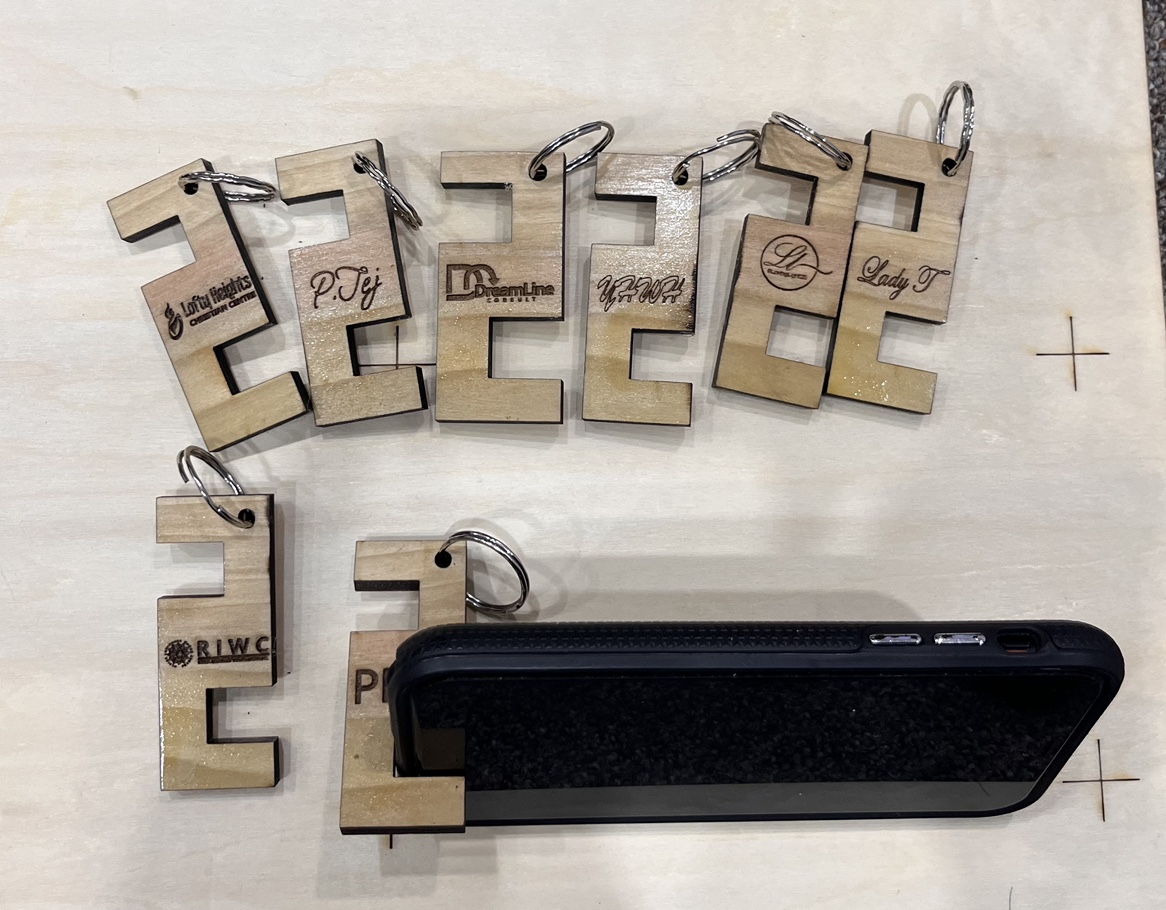 Wooden Phone Stand Keychain