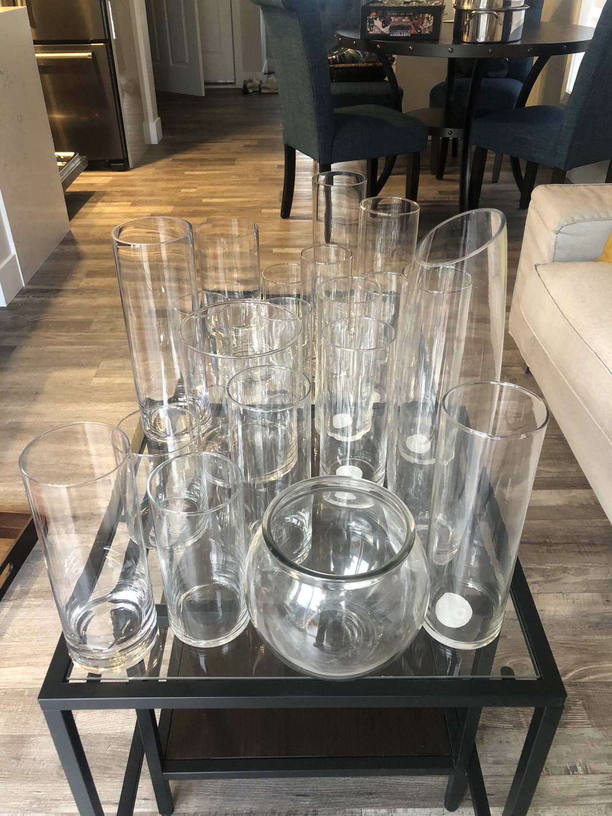 Assorted Glass Vases, Hurricane vases, wedding 21 piece image indicator(4)