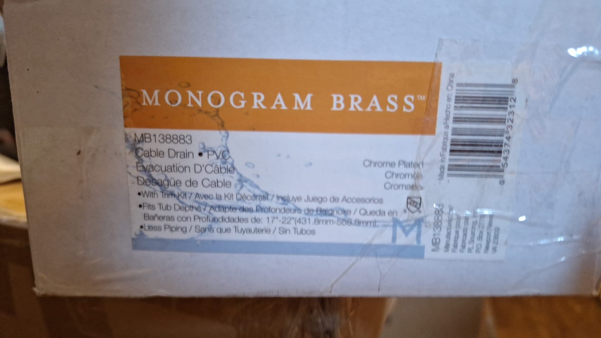 MB138883 Chrome Decorative PVC Bathtub Cable Drain image indicator(4)