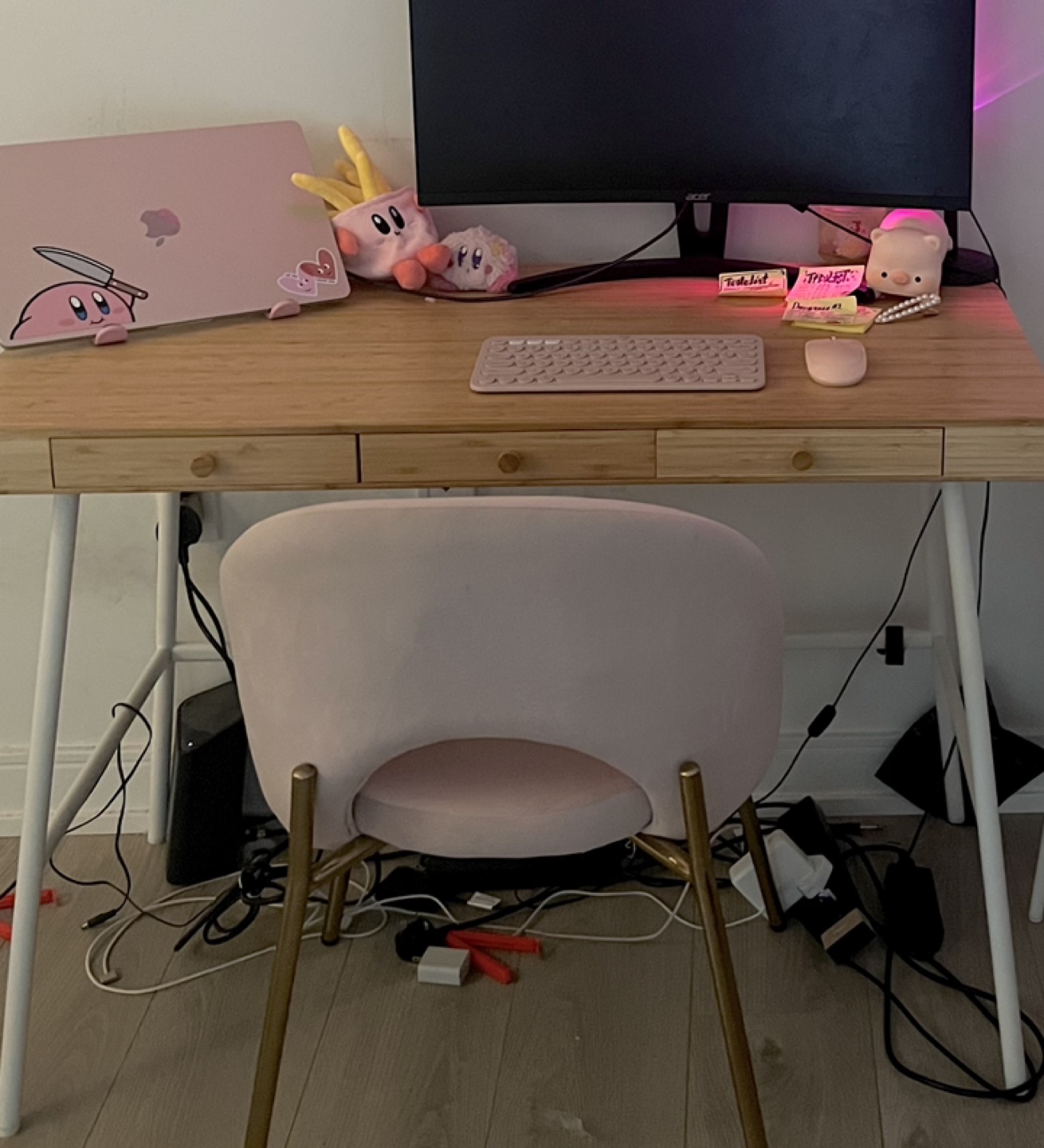 Pink Velvet Dining Chair with Gold Legs - photo 4