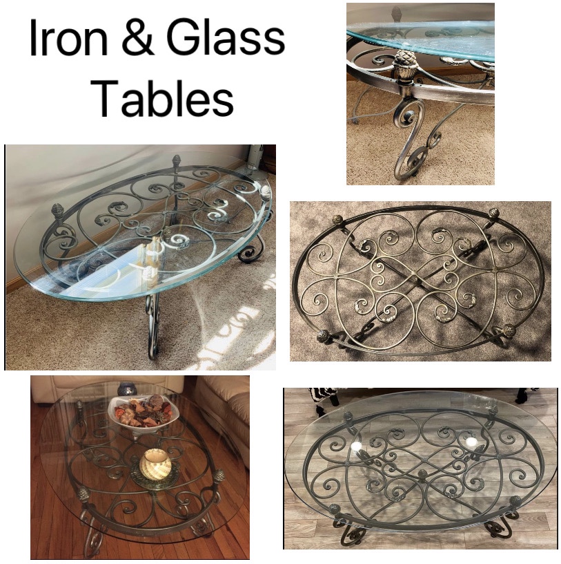 Wrought Iron & Glass Coffee and End Tables