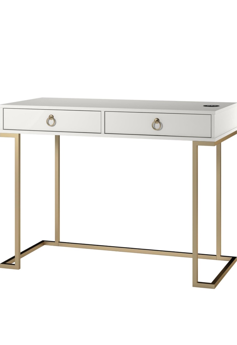 White Desk with Gold Legs