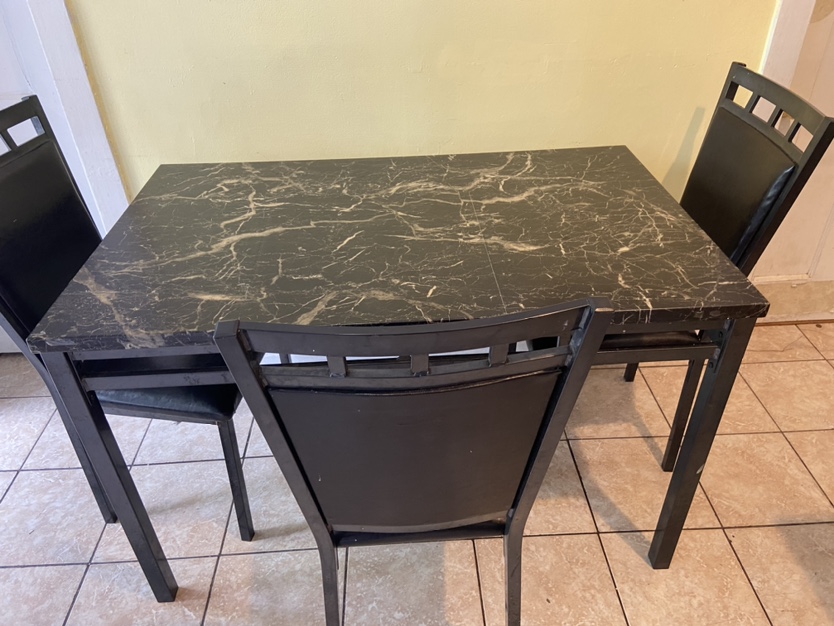 Marble dining table W/ 4 chairs