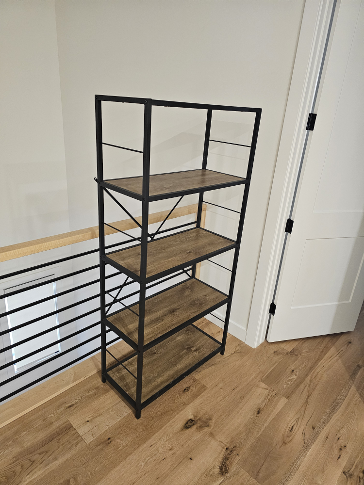 Black Metal and Wood Bookshelf