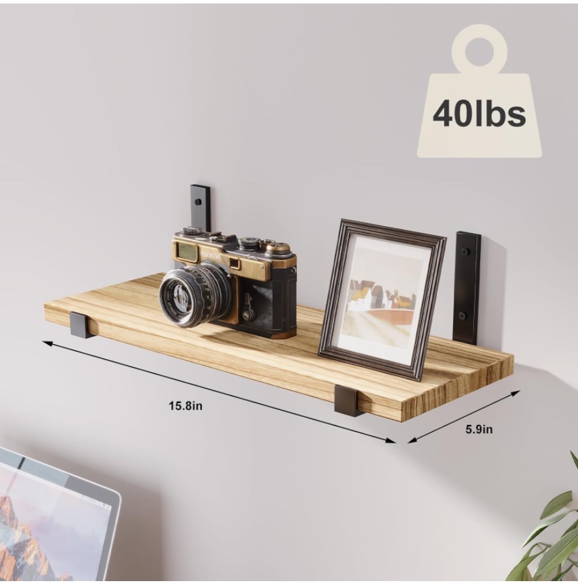 Fixwal Floating Shelves, Rustic Wood Wall Shelves Set of 12 - photo 3