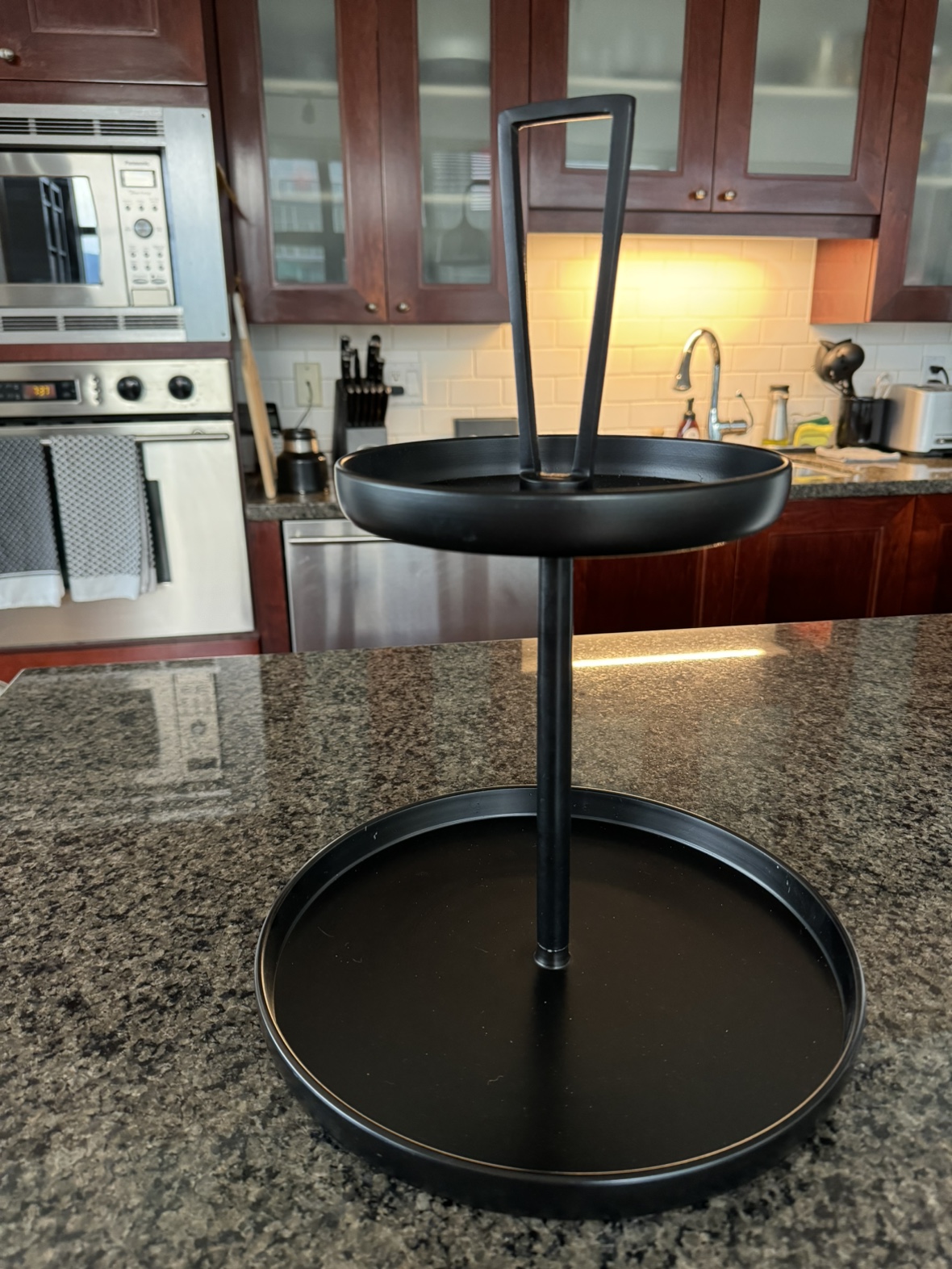 Bloomingville Decorative Black Metal 2-Tier Round Tray
