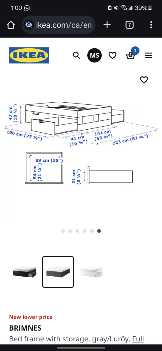 IKEA BRIMNES Full/ Double Bed Frame with Storage - photo 3