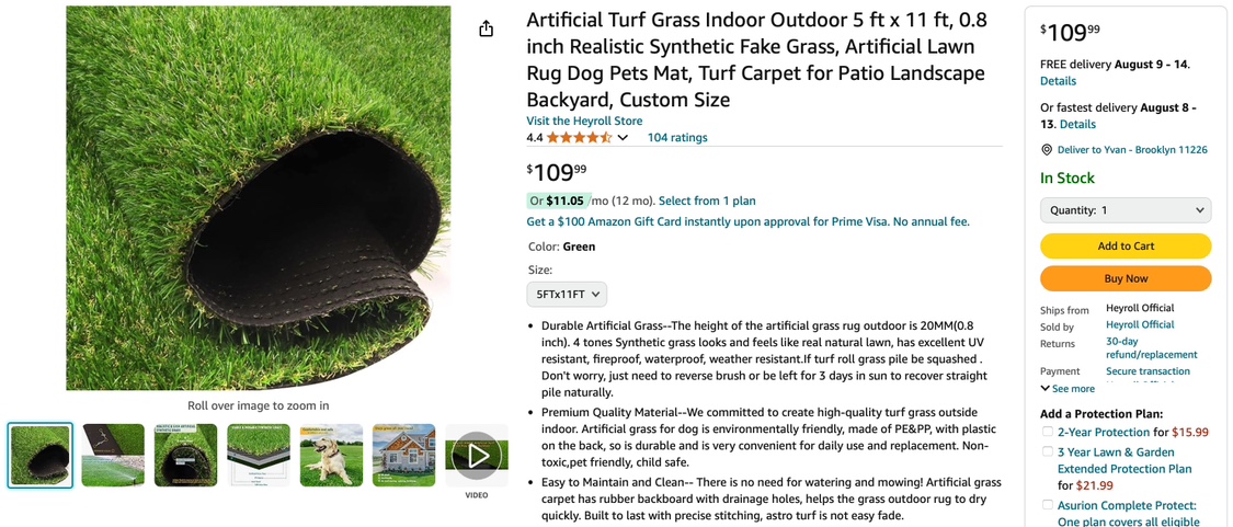 Artificial grass turf