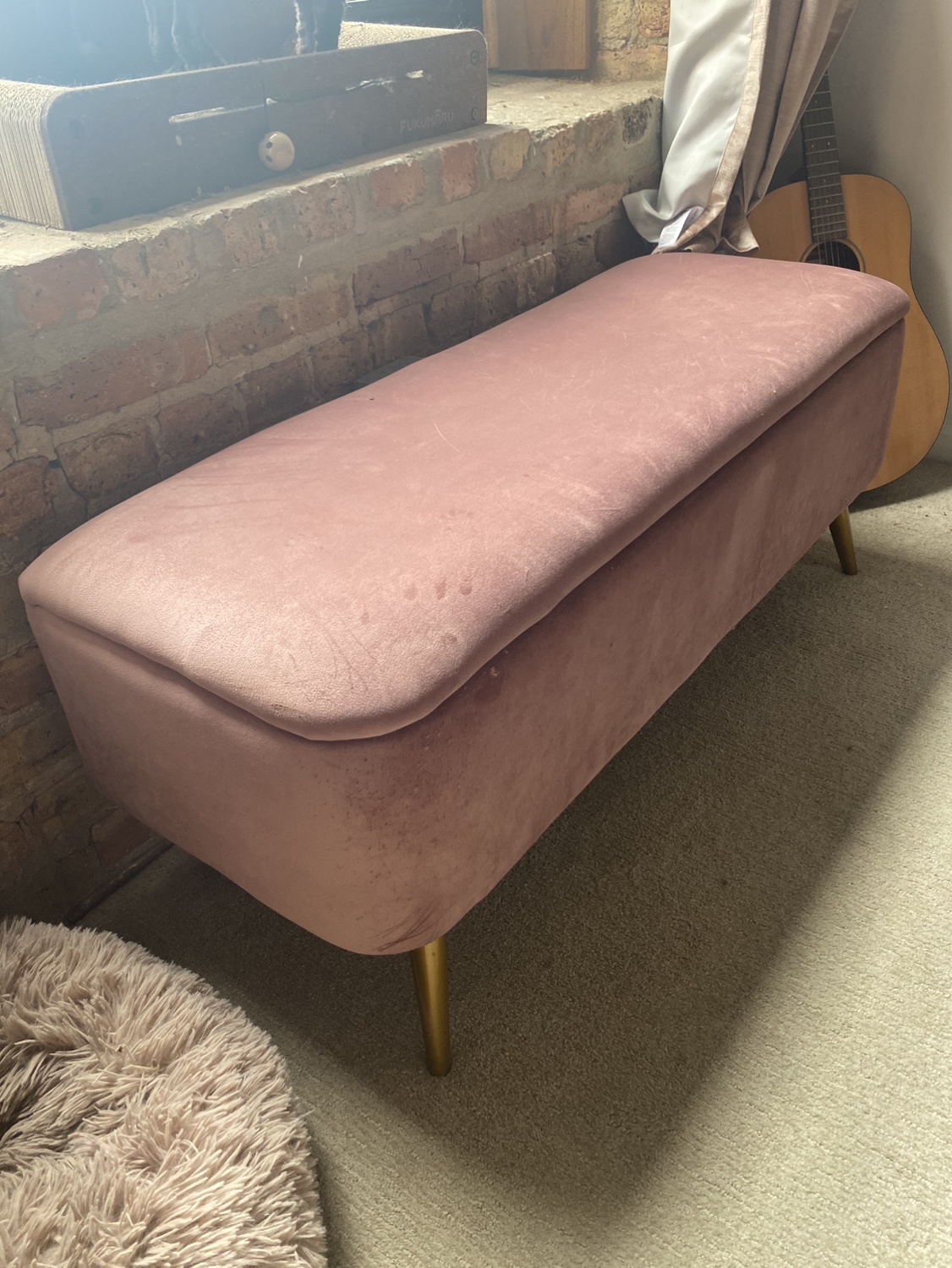 Pink Velvet Storage Bench
