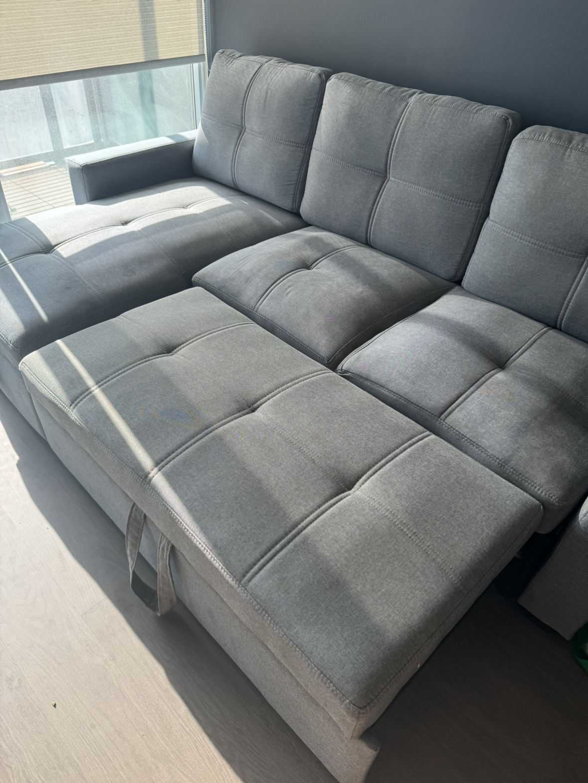 Grey Sectional Sofa with Pull-out Bed - photo 3