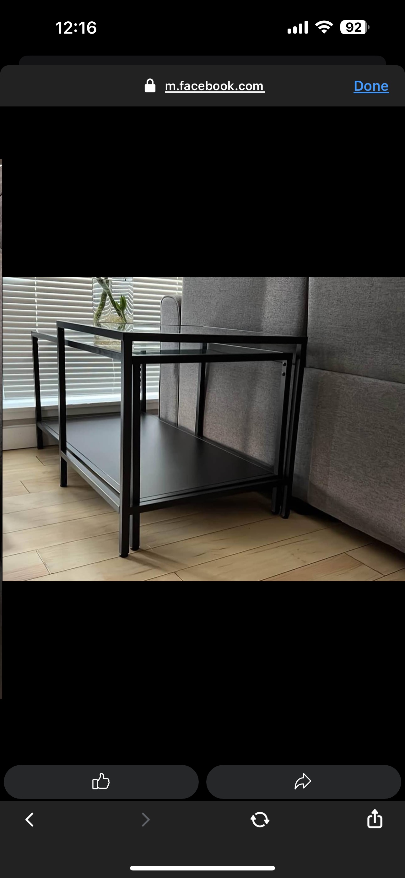 Black Glass Coffee Table with Shelf