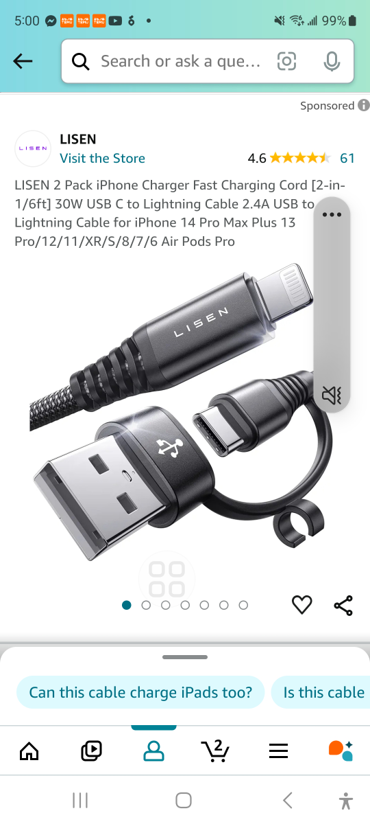Brand new 2 pack iphone charger fast charging cord 30 W