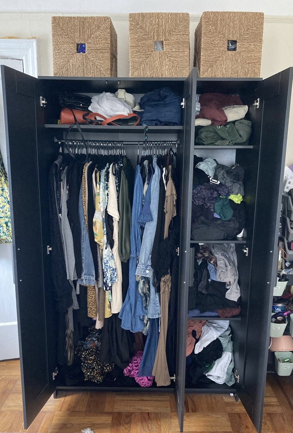 Black 3-Door Wardrobe - photo 2