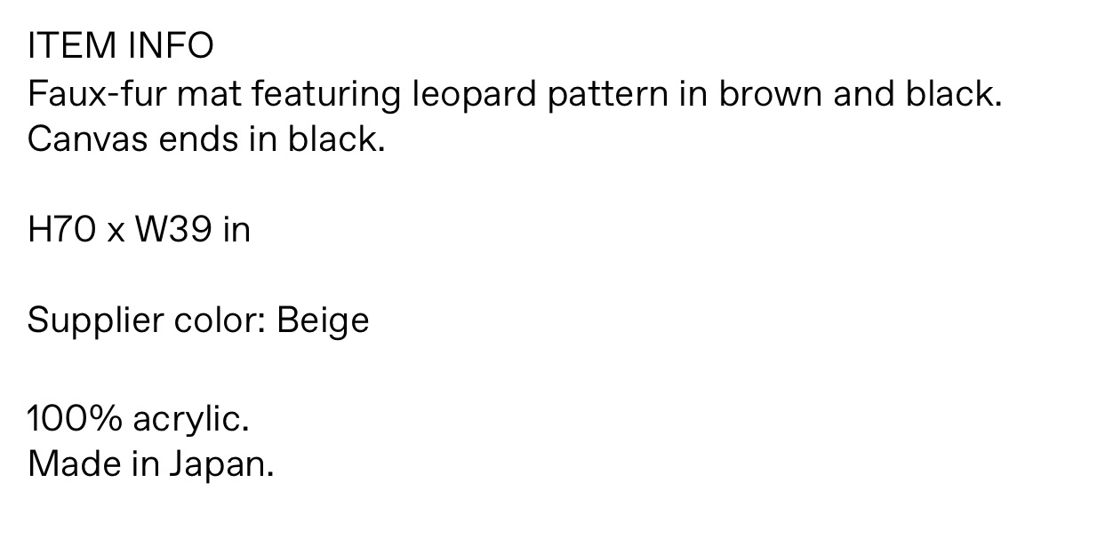 Wacko Maria Brown and Black Fur Rug new ! image indicator(4)