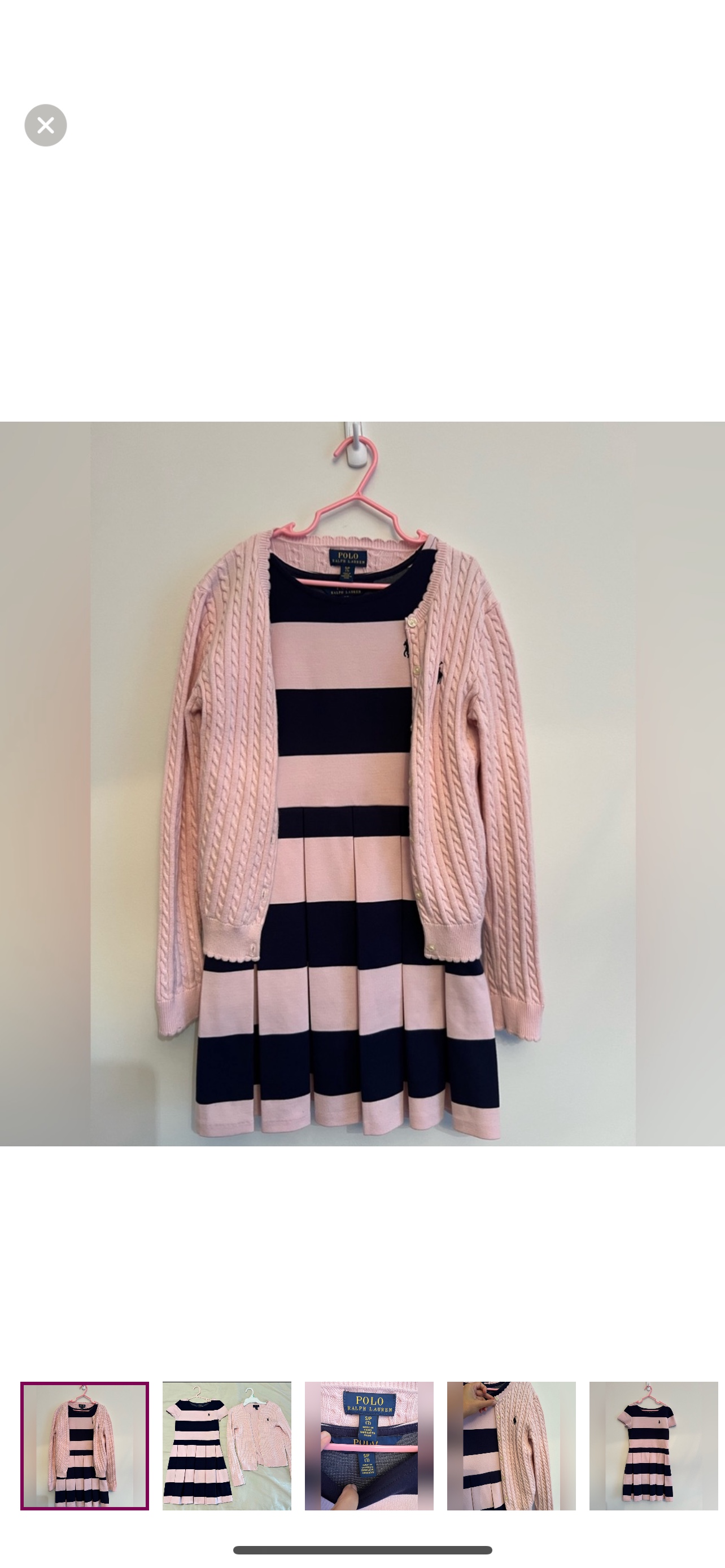 Ralph Lauren Girls Pink and Black Striped Dress and Cardigan thumbnail